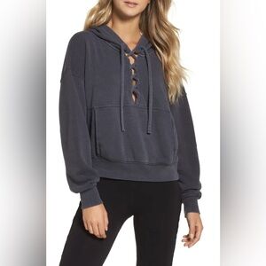 Free People Movement Believe It Lace up Hooded Pullover Size Medium
